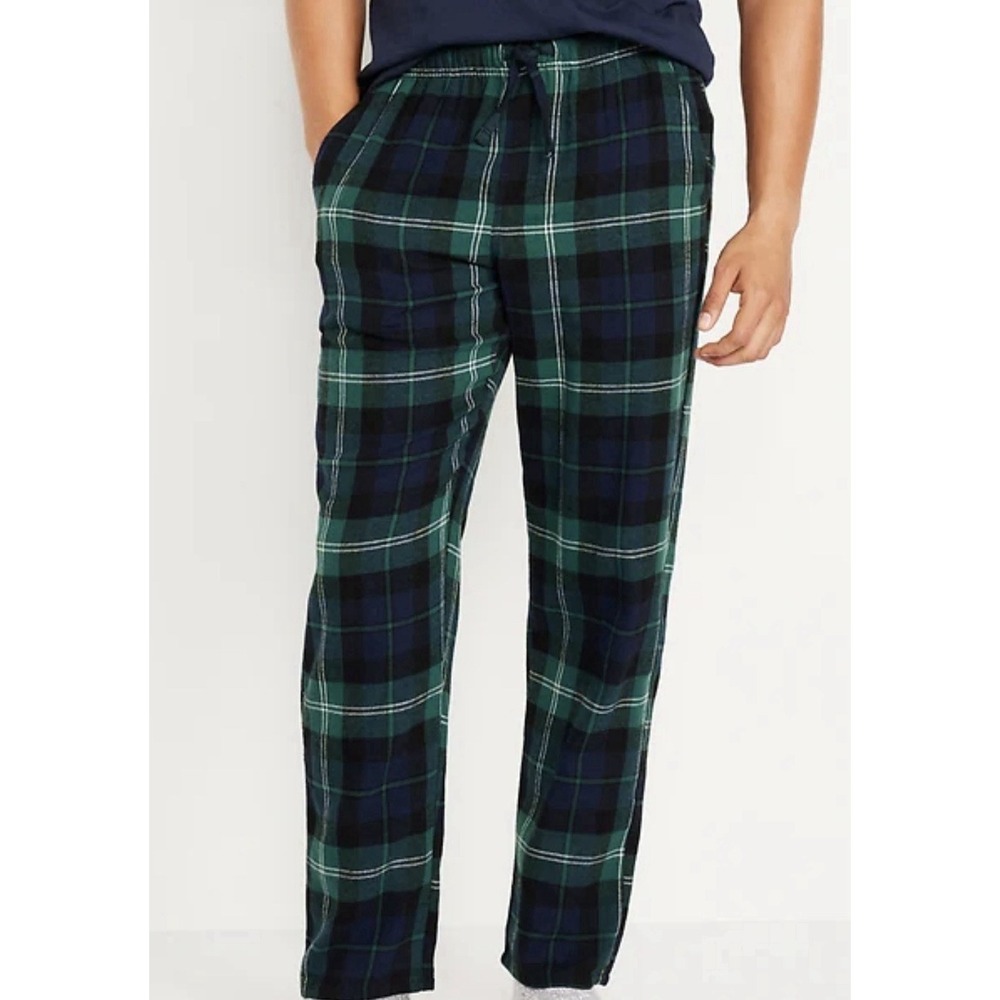 Old Navy Mens XXL Tall Navy Black Watch Plaid Flannel Straight Leg Pajama Pants